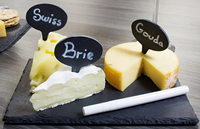 Großhandel Set von 6 umwelt freundlichen schwarzen ovalen Schiefer Käse Namensschild Etiketten mit Kreide für Party Geschenk verpackung