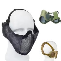 Masque en maille demi-visage avec protection des oreilles lunettes tactiques pour hommes adultes femmes BBS Paintball tir CS jeux de survie Cosplay