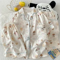 Pyjama populaire en coton nuage pour femme, ensemble trois pièces à col ouvert, pull, short et pantalon long, tenue d'intérieur pour femme