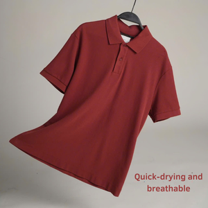 Unisexe pour Polo Col Flip Manches Courtes Respirant 100% Coton Tissu Tricoté-180 Grammes À La Mode Couleur Unie pour Hommes - Product Image 2