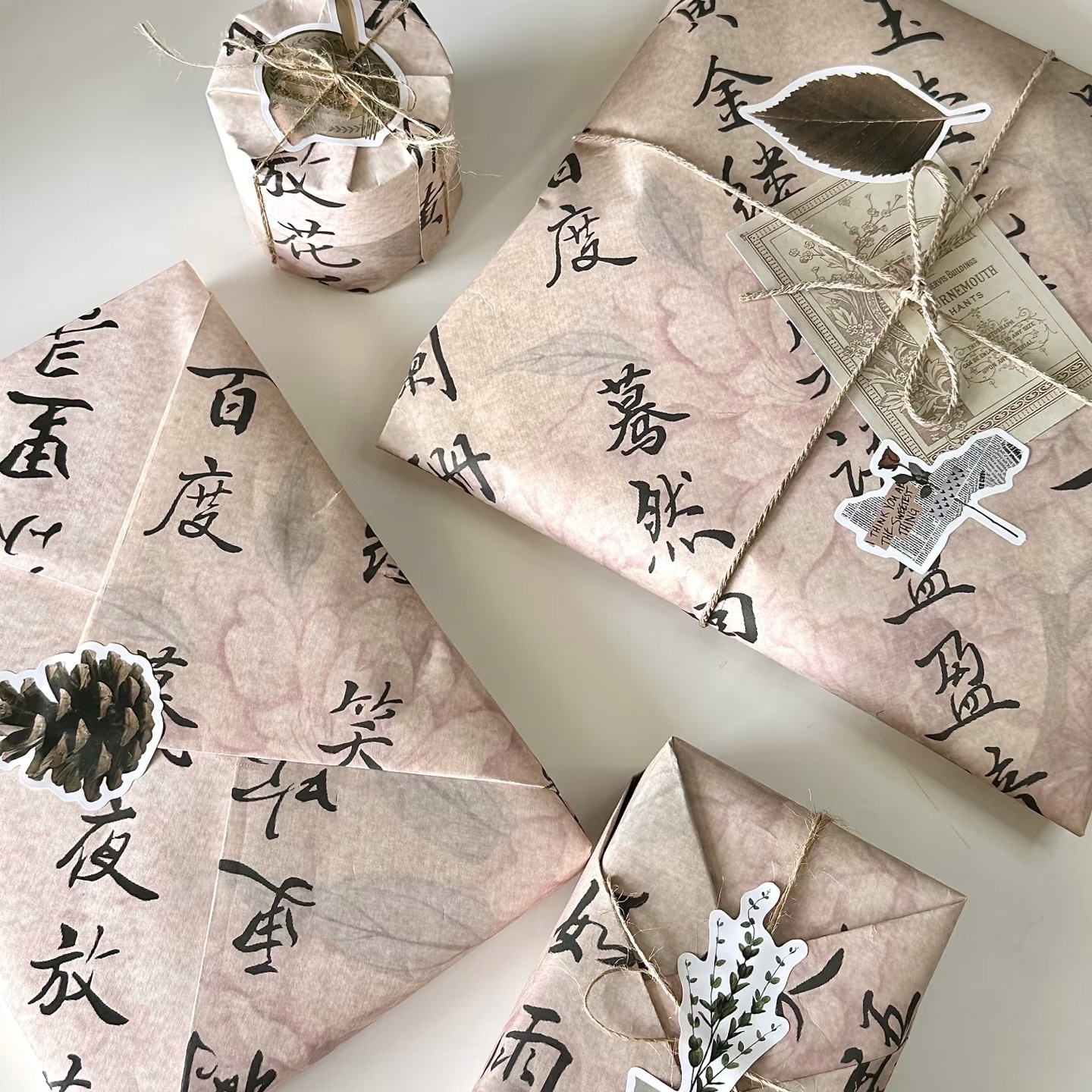Custom Logo 1C Herbal Printed Coated Wax Wrapping Tissue Paper Thick Gift Paper for Soap Candle Packaging