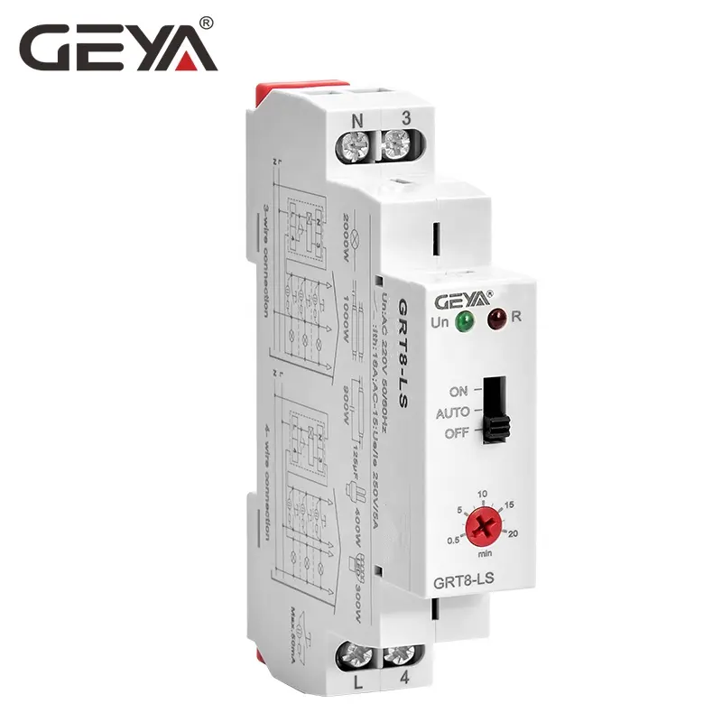 GEYA GRT8- LS AC230V สวิตช์บันได,รีเลย์ทางเดินอัตโนมัติ0.5S-20นาทีสวิตช์เปิดบันได