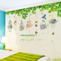 Panel Dinding Akustik Motif Tanaman Hijau HD Kustom dengan Perekat Sendiri untuk Dekorasi Dinding Ruang Tamu, Kamar Tidur, dan Hotel