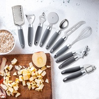 Ensemble d'outils de cuisine créatifs, en acier inoxydable, couleur grise, presse-ail, râpe, cuillère à crème glacée, ensemble d'ustensiles de cuisine, 10 pièces