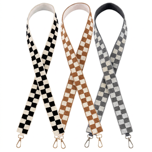 Sangle de sac perlée à motif damier en perles de rocaille, poignée d'épaule, noir, blanc, beige, gris, accessoire pour sacs à main et sacs bandoulière, personnalisable, vente en gros B2B - Product Image 1