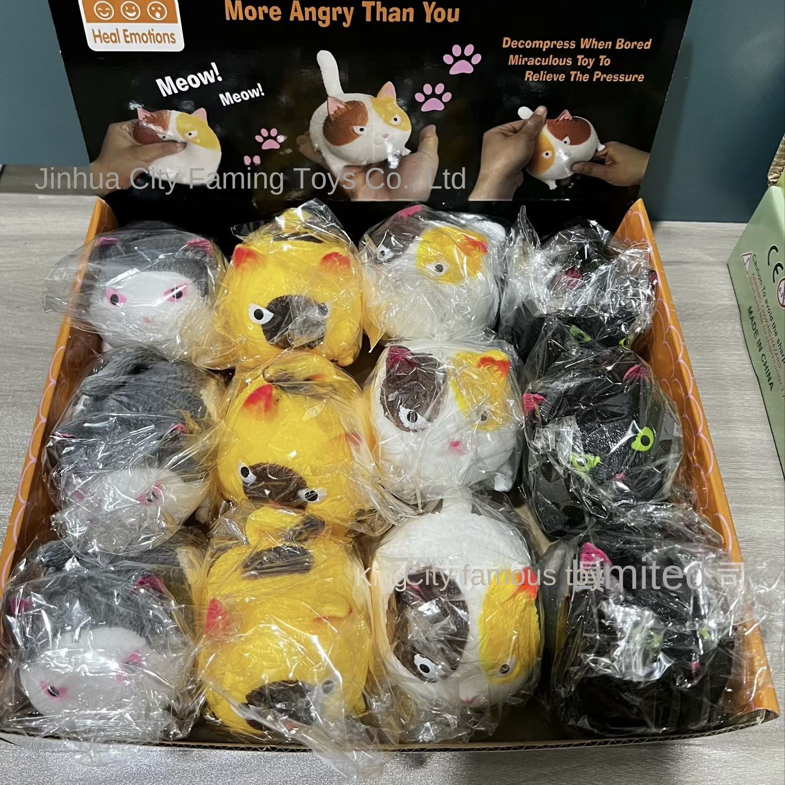 TPR Soft Rubber Angry Cat Creative Decompression Music Vent Ball Toy Made in Zhejiang Province for Children Ages 3-14