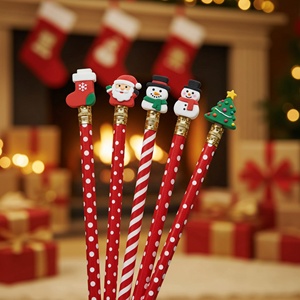 ดินสอสีสันสดใสสำหรับคริสต์มาส แบบมาตรฐาน HB พร้อมยางลบไม้และพลาสติก ของขวัญสำหรับโรงเรียนและสำนักงาน ยินดีต้อนรับ - Product Image 3