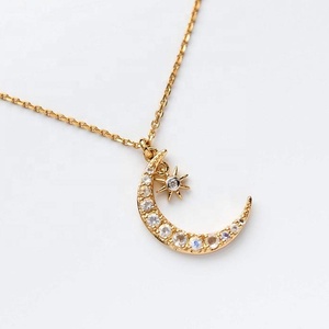 Nuova <span class=keywords><strong>Collana</strong></span> Choker dal Design Elegante 2026 con Ciondolo a Stella e <span class=keywords><strong>Luna</strong></span> in <span class=keywords><strong>Argento</strong></span> Sterling 925 per Donne - Product Image 3
