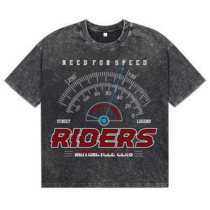 T-shirts respirants pour hommes en coton délavé à l'acide, avec impression personnalisée de compteur de vitesse, style décontracté, manches courtes, pour la vente en gros - Product Image 1