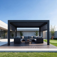 Pergola de luxe en aluminium imperméable à l'eau avec système de gouttière intégré, gazebo de jardin extérieur pour bord de piscine