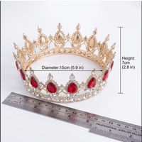 Diadème de Mariage Luxueux en Cristal pour Quinceañera et Bal de Promo, Coiffe Nuptiale Faite à la Main Plaqué Or, Prêt à Expédier