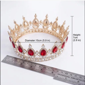 Tiara de Cristal de Lujo <span class=keywords><strong>para</strong></span> Boda, Corona <span class=keywords><strong>para</strong></span> Quinceañera, Hecha a Mano, Chapada en Oro, Tocado Nupcial, Lista <span class=keywords><strong>para</strong></span> Enviar - Product Image 3