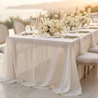 Nappe en lin blanc extra fine, taille personnalisée, pour mariage, événement, couverture de table moderne et élégante, décoration de table à manger, vente en gros OEM