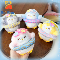 Gantungan Kunci Boneka Penguin Lucu 4 Inch dengan Pelampung, Logo Custom, Label Pribadi, Seri Musim Panas untuk Hadiah Mesin Cakar