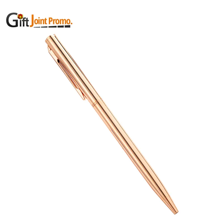 Metal Slim Ball Pen Promotional Hotel Ballpoint Pen Gold Color Custom LOGO Ballpen