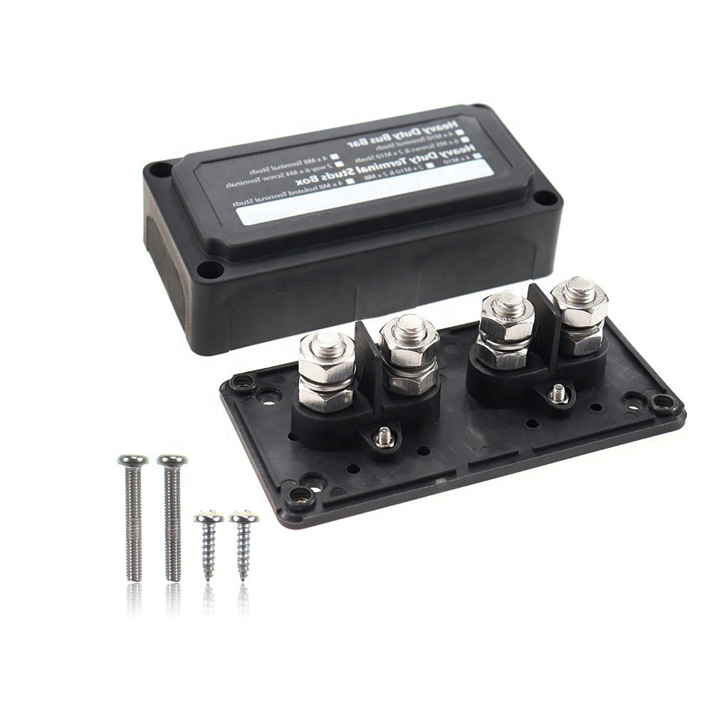 Amomd Black Water-Resistant 48V DC 300A 4 Studs Heavy Duty circuit Connect Wire-Conected Box
