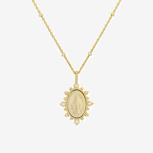 Collar Nuestra Señora Aparecida, Joyería Religiosa de Plata, Colgante de la Virgen María, Plata de Ley 925, Collar de Joyería con Circonitas para Mujer - Product Image 1