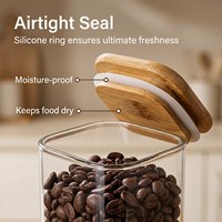 Couvercle en bois haute teneur en verre borosilicaté bocal de stockage des aliments pour bonbons aliments secs épices pâtes accessoires de cuisine