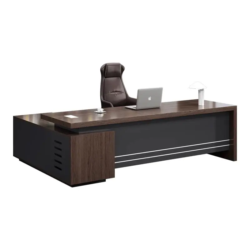 Meja kantor kayu manajer ceo mewah l, Meja eksekutif Modern untuk furnitur kantor