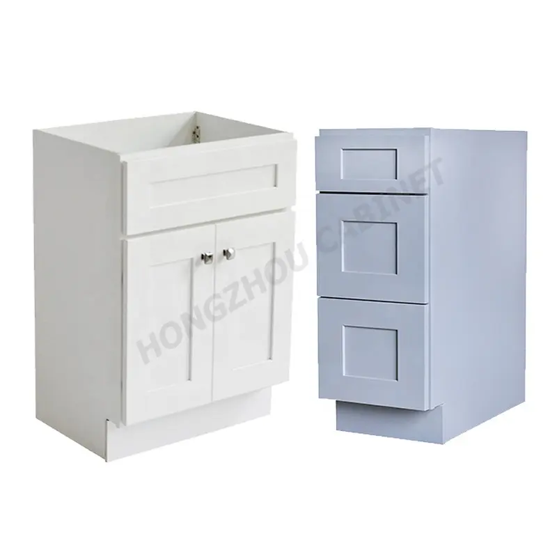 American Standard White Blue Color Base Drawer Birch Solid Wood Kitchen Cabinets for Wholesales