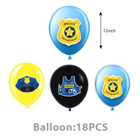 Ensemble de décoration d'anniversaire pour enfants sur le thème de la police et de la voiture de police, comprenant bannière, guirlande, vaisselle, assiettes en papier, gobelets, serviettes, nappe et ballons