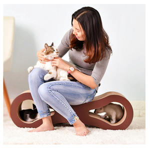 Nido de gato grande <span class=keywords><strong>Deku</strong></span>, tabla de rascar corrugada en forma de 8 con juguete de molienda de garra, hierba de gato gratis 86, suministros para mascotas, embalaje de cartón - Product Image 5