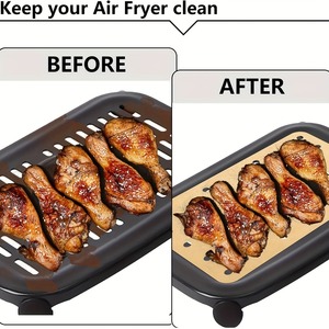 Rectangular Air Fryer Liners Silicone <b>Paper</b> 100 Pcs Disposable <b>Kitchen</b> Roll For Air Fryer Cooking - Product Image 2