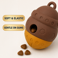 Jouet distributeur de friandises en silicone pour chiens, puzzle alimentaire ovale, mangeoire lente, jouet à mâcher souple et élastique, sûr pour la bouche, interactif