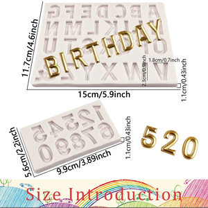 Number And Letter Fondant Silicone Molds Rectangle For Cake Decorating Birthday Party Baking - Product Image 2