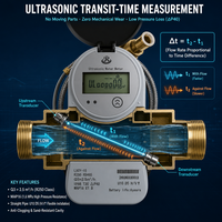 Compteur d'eau RS485 à ultrasons Compteur d'eau haute précision en laiton DN15mm Qualité garantie Ruban Compteur d'eau à cristaux liquides