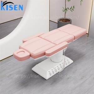 Kisen Luxury <b>Electric</b> Salon Massage <b>Table</b> Gold Base Foot Control Adjustable Beauty Lash Facial Bed Chair Remote Hotel Use - Product Image 3