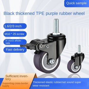 75mm Schwarzes TPR-Schwenkrollenrad aus Kunststoff mit Bremse >90kg Tragfähigkeit Lenkrolle für Badezimmer - Product Image 5