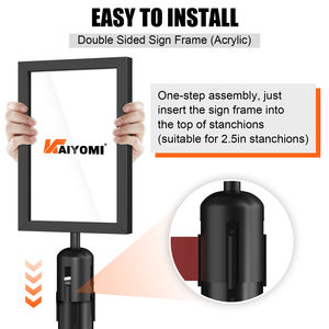 Support de signalisation vertical rétractable en acier inoxydable noir A3 A4 pour le contrôle des foules - Product Image 3