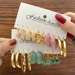 Juego de Aretes de Resina con Forma de Mariposa y Perlas <span class=keywords><strong>para</strong></span> Niñas, Aretes Colgantes de Acrílico con Patrón Geométrico de Leopardo y Circonita, Regalo de Joyería - Product Image 2
