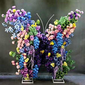 Handmade <b>Artificial</b> Flower Purple Butterfly Wall Decor Mixed Colors Polyester Reusable Wedding Festive Celebration Decor - Product Image 1