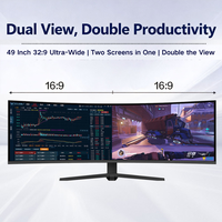 Moniteur élégant de 49 pouces 5k, trois côtés sans bordure, bords fins, moniteur ultra-large 32:9 165hz, moniteurs LCD pour le bureau, la maison, la conception