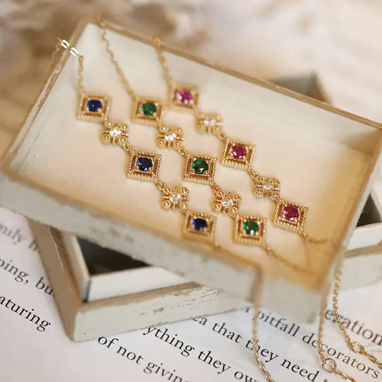 Natuna perhiasan Vintage 925 perak gelang zamrud gelang pasangan 14K berlapis emas gelang zirkon desain untuk wanita