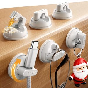 LISEN - Juego de 6 Clips Magnéticos para Cables, Organizador de Cables Giratorio, Adhesivo, para Cables de Carga y Datos en Escritorio y Tablero de Auto - Product Image 1