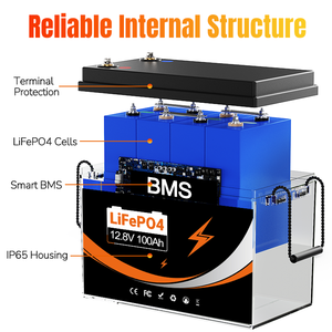 แบตเตอรี่ลิเธียม LiFePO4 12.8V 100Ah ของสหรัฐอเมริกา พร้อมระบบจัดการแบตเตอรี่ 100A (BMS) เกรด A 6000 รอบการใช้งาน สำหรับโซลาร์เซลล์ รถบ้าน เรือ ได้รับการรับรองมาตรฐาน CE UN38.3 - Product Image 2