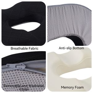 Cojín de espuma viscoelástica para coxis con forma de donut, almohada ortopédica médica con orificio, cojines de felpa personalizables con forma de donut - Product Image 4