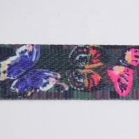 Ruban imprimé papillon Y2K 2 mm Couleurs psychédéliques vibrantes Polyester/coton écologique Largeur 50 mm Transfert thermique Mode rétro