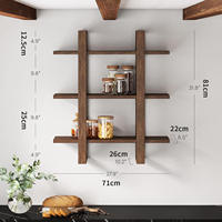 Étagère murale en bois massif multi-niveaux pour le rangement, la décoration et l'affichage d'objets variés dans le salon ou la chambre