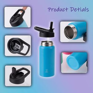 Custom Kids Insulated Water <b>Bottle</b>, Personalized Stainless Steel <b>Flask</b> with Straw Lid, Leakproof for School - Product Image 2