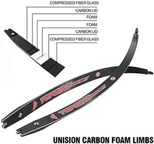 Extremidades de arco recurvo TOPOINT <span class=keywords><strong>Unison</strong></span> ILF 66/68 pulgadas/70 pulgadas, extremidades de carbono/espuma 22-48lbs, compatibles con elevador de 25 pulgadas - Product Image 2