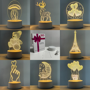 Love <span class=keywords><strong>Bear</strong></span> 3D illusione ottica lampada colore caldo graduale cambiamento tocco controllato USB ricaricabile dimmerabile luce notturna moderna - Product Image 2