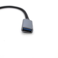 Kabel Audio & Video USB 3.0 AF ke Type-C 90 Derajat Sudut Kanan Berlapis PVC dalam Kotak Karton