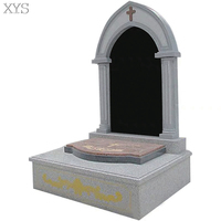 Ornement commémoratif traditionnel pour cimetière, monument funéraire en granit noir sur mesure