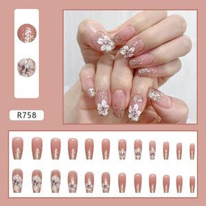 Venta al por mayor 24 unids/caja hermosa Punta de <span class=keywords><strong>uñas</strong></span> <span class=keywords><strong>almendra</strong></span> francesa lindo acrílico cubierta completa Prensa <span class=keywords><strong>en</strong></span> <span class=keywords><strong>uñas</strong></span> cuadradas <span class=keywords><strong>uñas</strong></span> artificiales cortas - Product Image 2