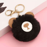 Porte-clés personnalisés en gros, mini ours en peluche coloré et duveteux, pompon décoratif pour sac