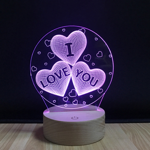 Đèn Ngủ 3D I Love You Illusion Đèn Quang LED Phát Sáng 7 Màu Thay Đổi Đèn Bàn Gỗ RGB - Product Image 2